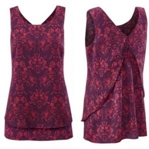 CAbi Floral Printed Split Back Blouse Size S